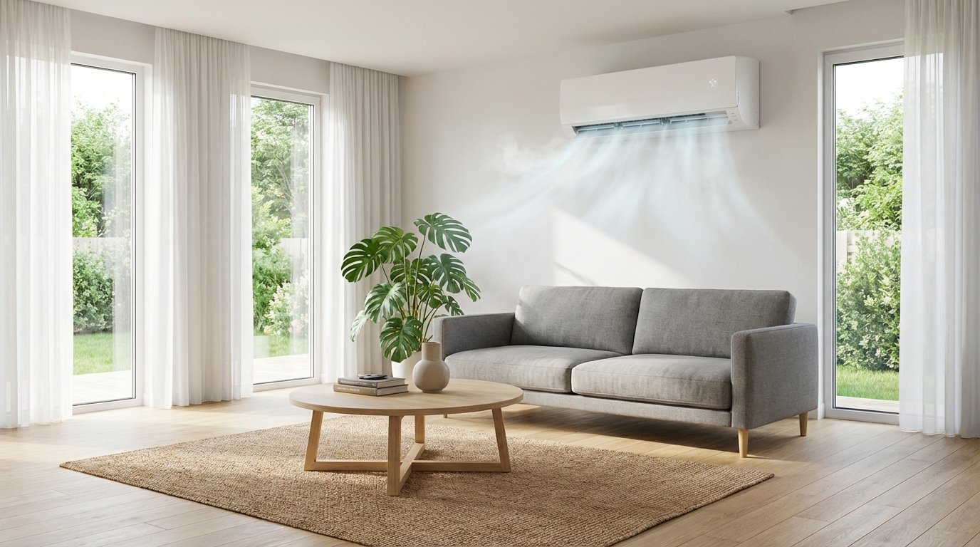 Split klíma mélytisztítás Budapest 9. kerület — szakember munka közben